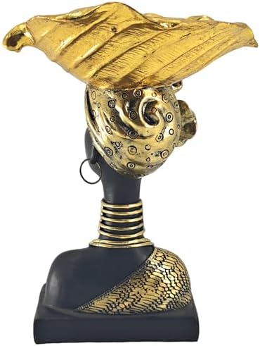 African Tribal Gold Statue Tray - 95 Inch Home Decor