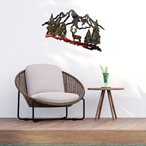 Moxweyeni Rustic Metal Forest Deer Wall Art 13x8 Inch