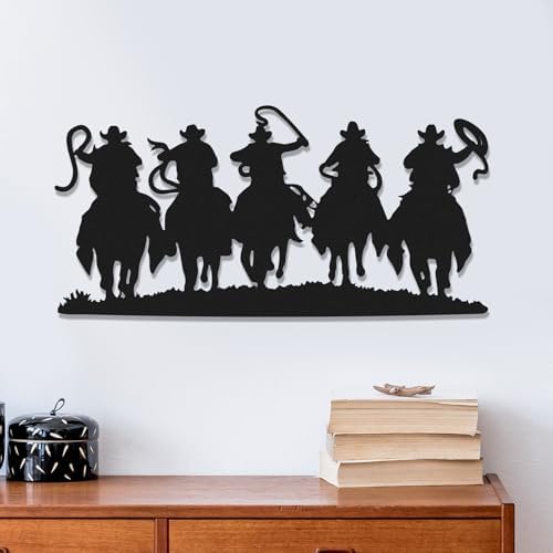 Zonon Western Cowboy Wall Decor Silhouette Hanging Art Black
