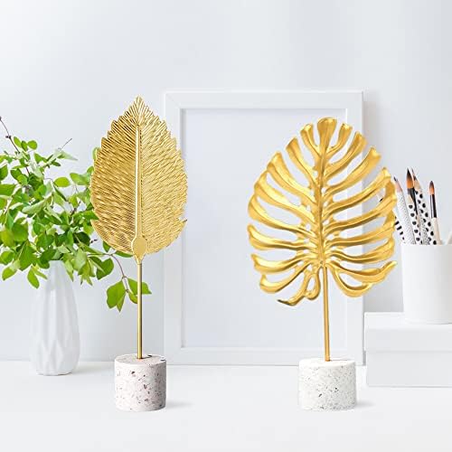 Modern Gold Leaf Statues Desktop Decor Sculpture with Base