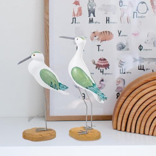 Wooden Seagull Figurine Coastal Decor Ornament