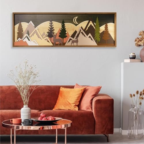 Flangairy 40 Inch 3D Wooden Mountain Wall Art