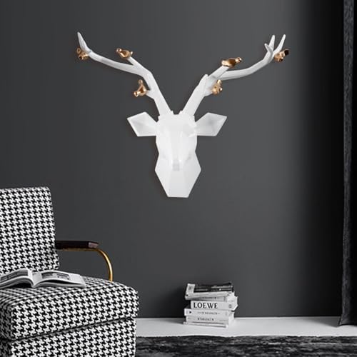 Modern Geometric White Deer Head Wall Decor 215x155in
