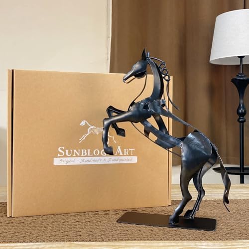 Standing Horse Statue - Hand Painted Metal Sculpture