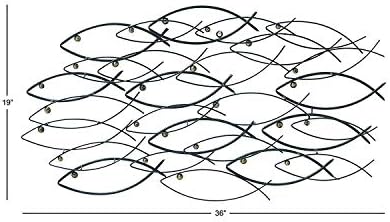 Bellaa 40 Inch Metal Fish Wall Art Sculpture