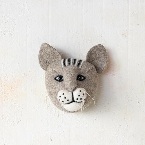 Creative Co Op Handmade Wool Felt Cat Wall Sculpture