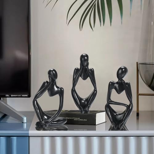 BOPART 3Pcs Black Thinker Statues Decor Set