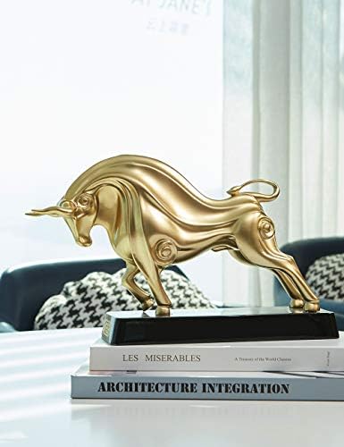 HAUCOZE Bull Decor Sculpture Modern Statue Animal Figurine 9 Inch