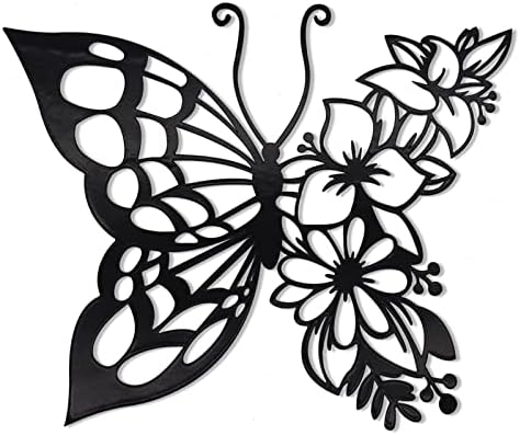 Boho Butterfly Wall Art Metal Decoration Black Medium