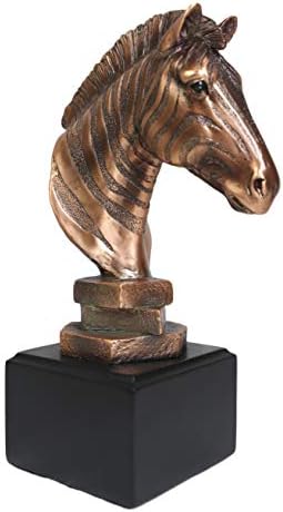 Ebros Safari Zebra Horse Head Bronze Statue with Trophy Base
