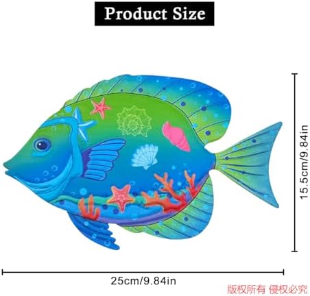 Oraytteo 4pc Metal Sea Fish Wall Decor Set