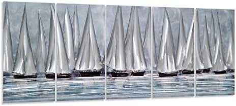 Yihui Arts Handcrafted Sailing Boat Metal Wall Art