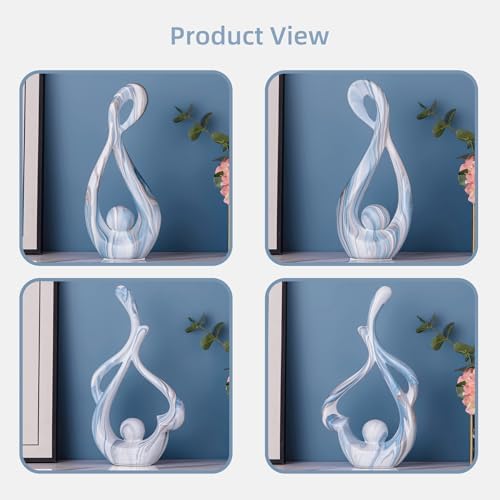 Blue Ceramic Sculptures Home Decor 2pcs Modern Minimalist