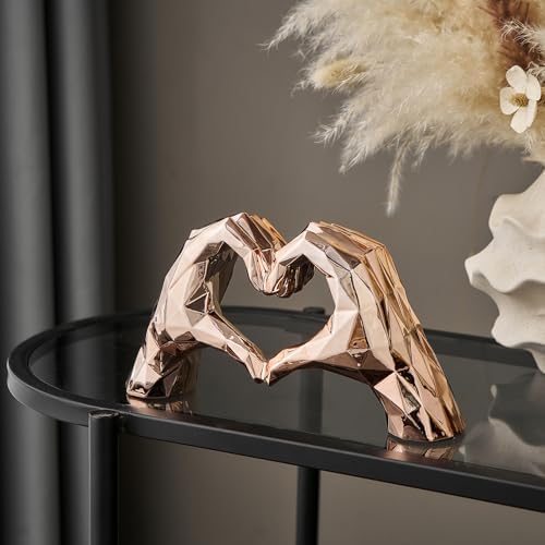 Rose Gold Heart Hands Sculpture Modern Art Decor