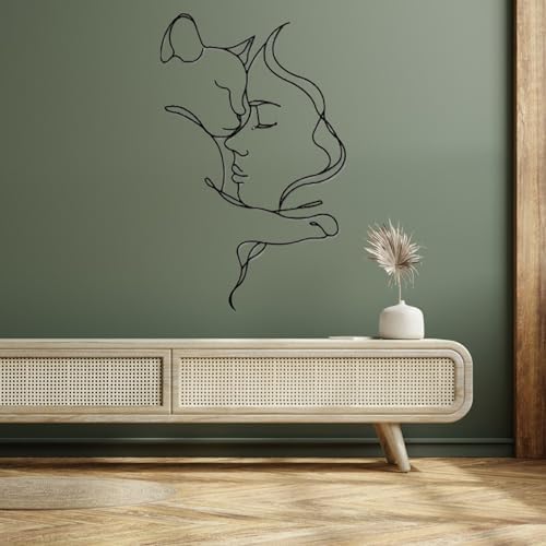 Minimalist Cat and Girl Wall Art Decor