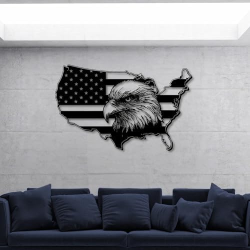 Trpiox Patriotic Metal Eagle Wall Art 30x19 Inch Steel