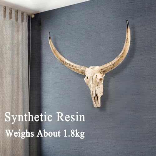 Hand Carved Longhorn Cow Skull Wall Decor