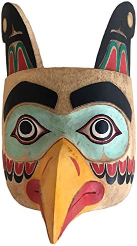 OMA Solid Wood Handcrafted Eagle Warrior Protection Mask Wall Hanging