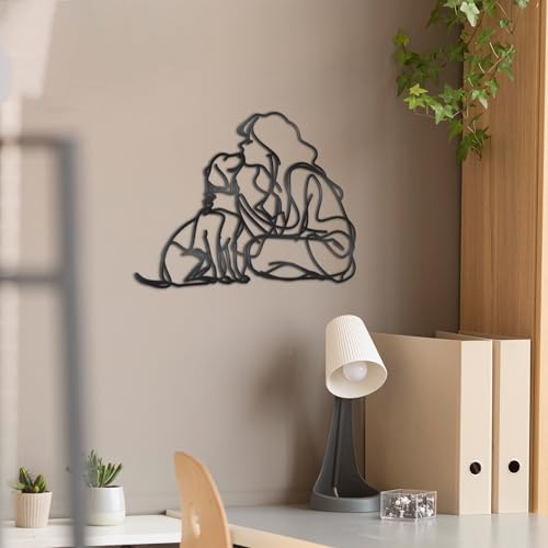 MidGid Women Kissing Dogs Metal Wall Sculpture