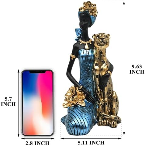 African Tribal Statue 96 Inch Lady Leopard Sculpture