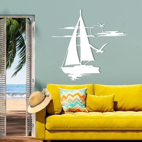 Sailboat Metal Wall Art - Nautical Decor Silver