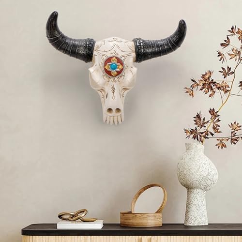 GDSPD Silver Cow Skull Wall Decor Sculpture