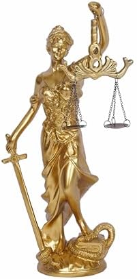 12 Inch Lady of Justice Statue - Gold Blind Goddess Sculpture