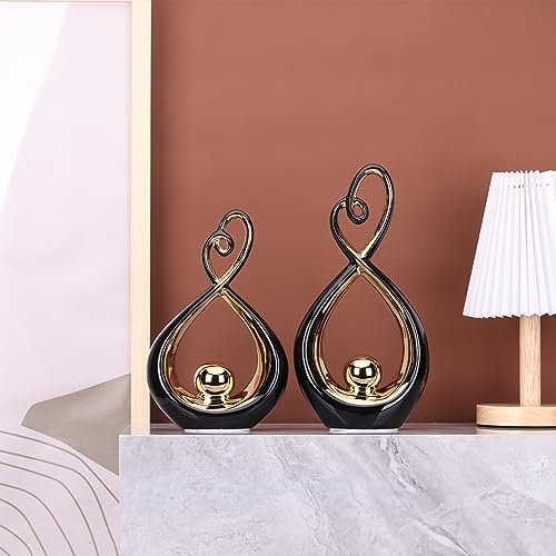 Modern Black and Gold Ceramic Sculpture Decor Accent