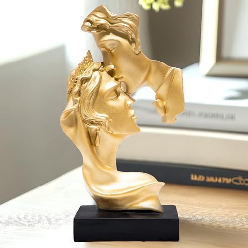 Hodao Golden Couple Kissing Sculpture - Modern Minimalist Art Statue