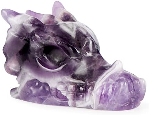 Artistone 2 Inch Amethyst Crystal Dragon Head Statue
