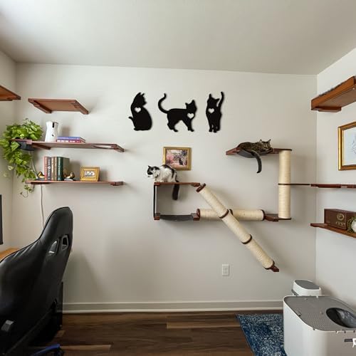 3pcs Black Cat Silhouette Wall Decor for Modern Home
