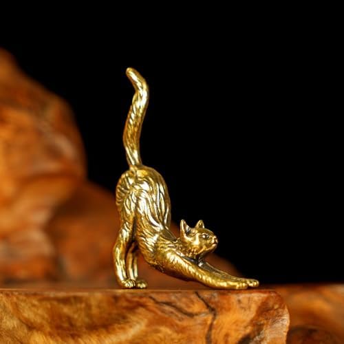 CHOVY Retro Seductive Cat Sculpture Solid Brass Art