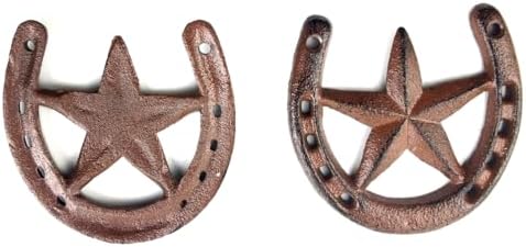 RONYOUNG 2PCS Cast Iron Horseshoe Star Wall Decor