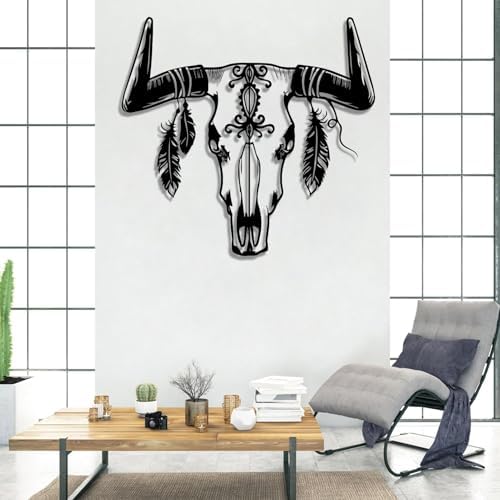 Aztec Cow Skull Wall Ornament Metal Decor