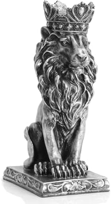 Elegant 9 Inch Resin Lion Statue Decor