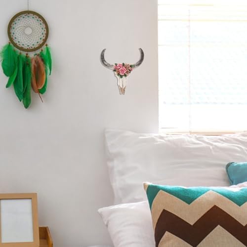 Luxshiny Floral Cow Skull Wall Decor 3D Sculpture