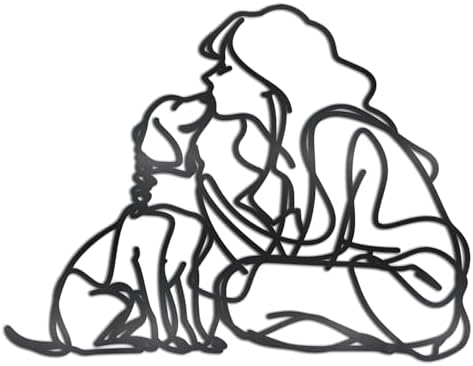 MidGid Women Kissing Dogs Metal Wall Sculpture