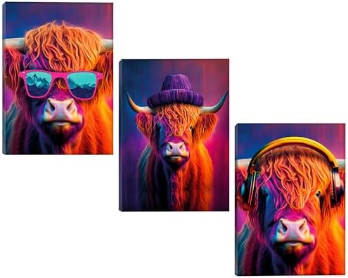 JOY CONCEPT Highland Cow Wall Art Set of 3