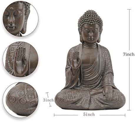 Leekung Buddha Statue Home Decor 7 Inch Brown