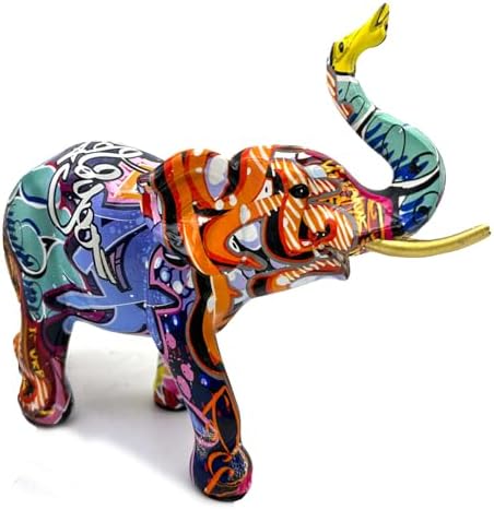 Colorful Graffiti Resin Elephant Statue