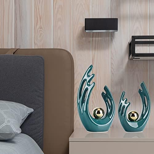 12 Inch Teal Gold Aesthetic Room Decor Sculpture