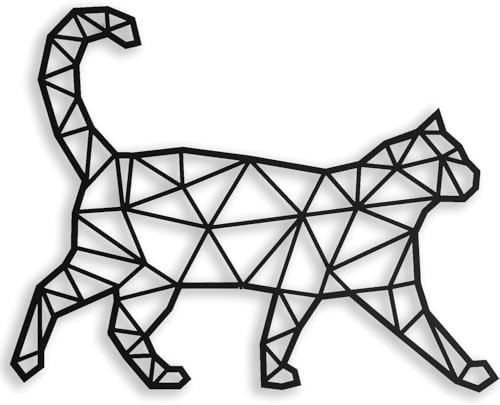 Metal Floating Wall Sculpture with Shadow Walking Cat