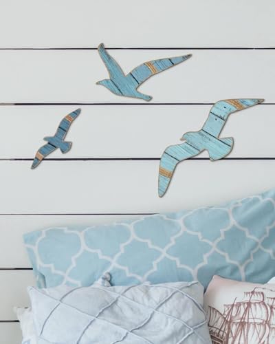 Putuo Decor 3pcs Wooden Seagull Wall Decor Set