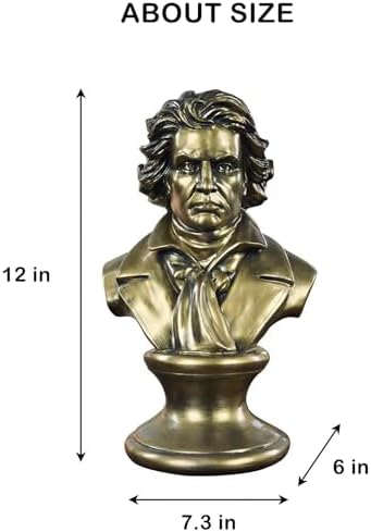 Beethoven Bust Statue 12 Inch Bronze Finish Resin Sculpture