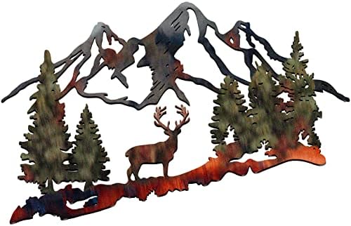 Moxweyeni Rustic Metal Forest Deer Wall Art 13x8 Inch