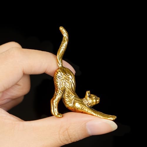 CHOVY Retro Seductive Cat Sculpture Solid Brass Art