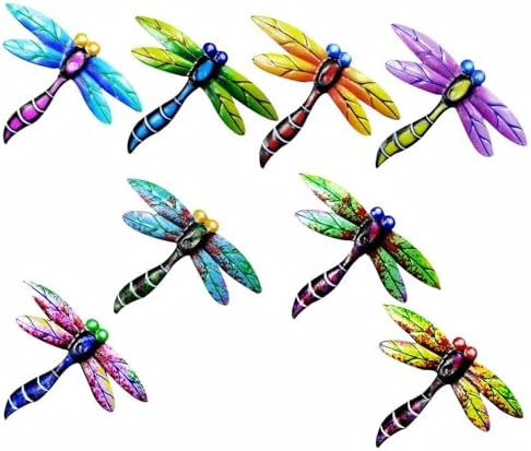 GENHAOTHREE 8 Pack Metal Dragonfly Wall Decor