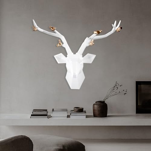 Modern Geometric White Deer Head Wall Decor 215x155in