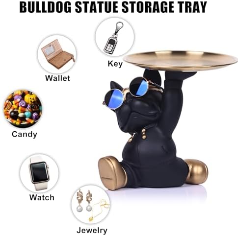 French Bulldog Butler Statue with Key Tray
