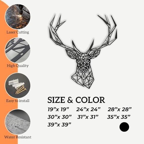 XXQ Metal Deer Wall Art 24x24 Modern Decor
